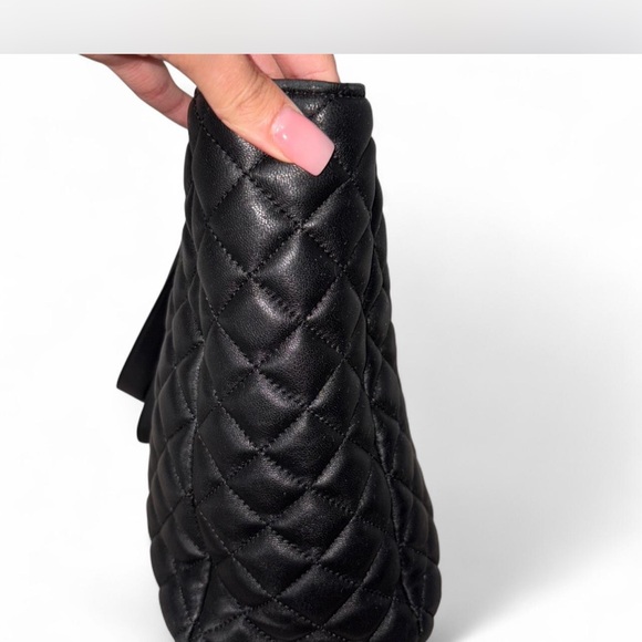 Versace Black Quilted Tote with Gold Accents - Picture 4 of 8